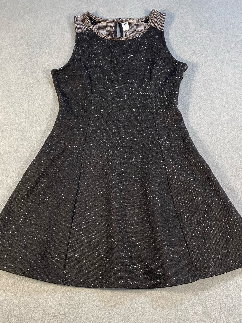 Old Navy women’s black & gray specked knit tweed Sleeveless A-line Dress, size M